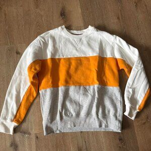 TNA Orange White Colorblock Crewneck Fleece Sweatshirt Size S